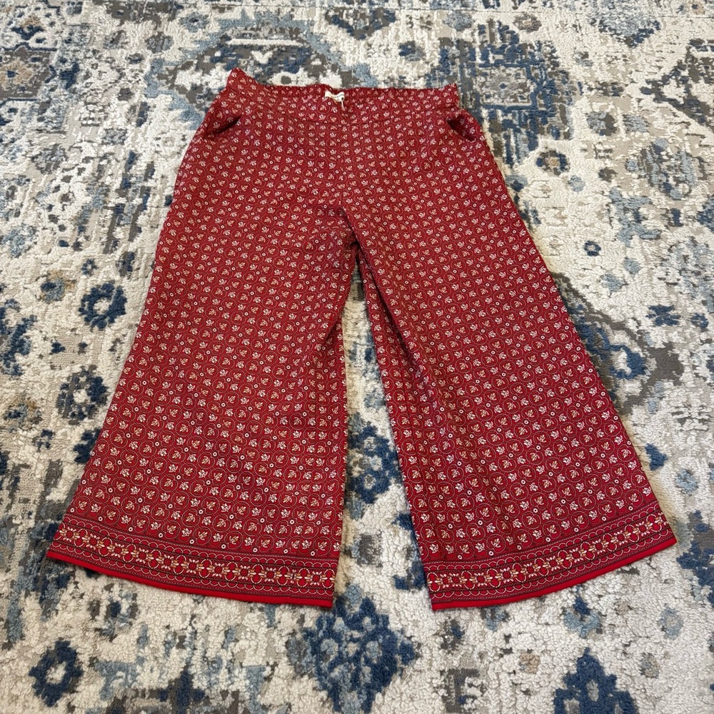 Max Studios Red Patterned Wide-Leg Pants - image 1
